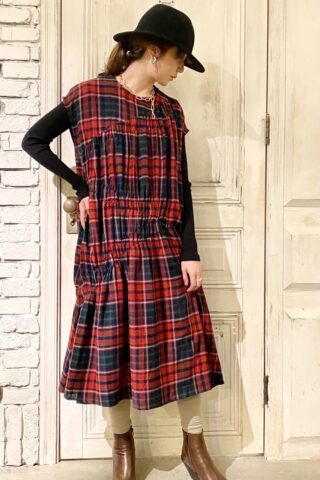 Check French sleeve dress